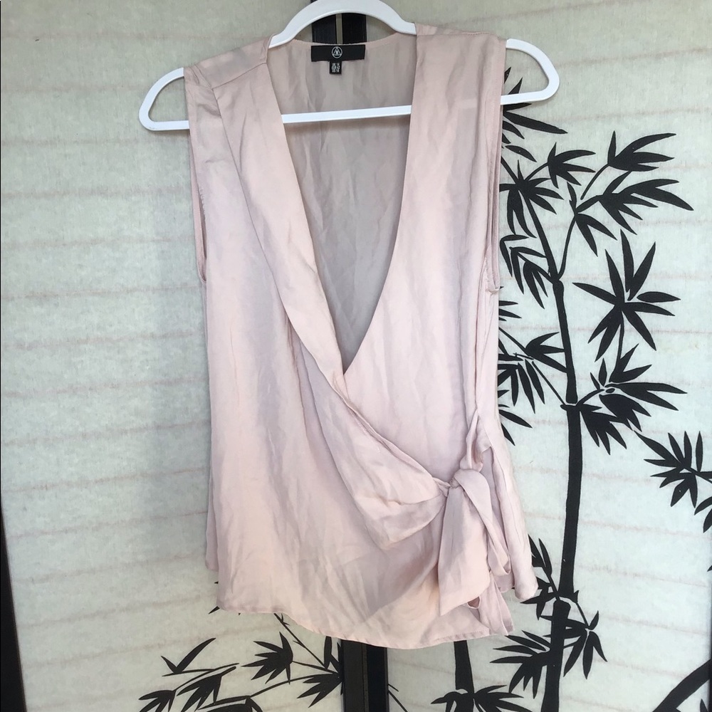 Missguided pink tie waist blouse